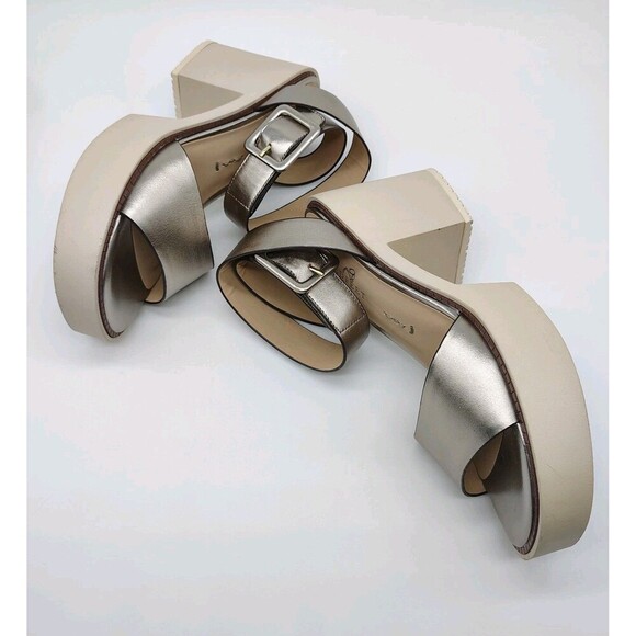 Naked Feet Iconoclast Platform Sandals Chunky Womens Size 6 M Metallic Open - Picture 6 of 12